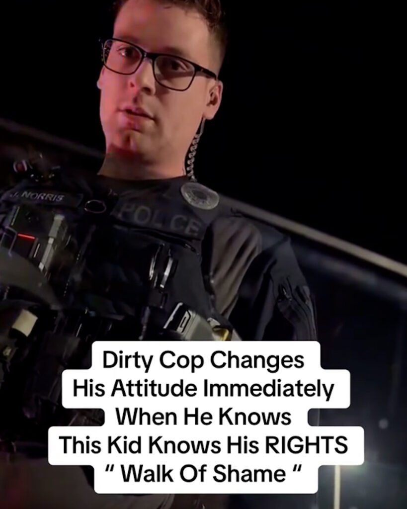 Dirty Cop Changes His Attitude Immediately When He Knows This Kid Knows His Rights