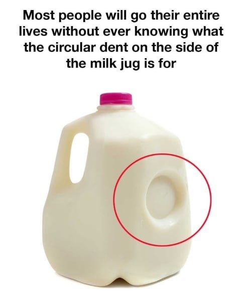 Purpose of the Circular Dent on Milk Jugs.!