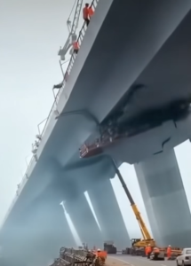 Breaking News: Construction Crews Escape Disaster as Highway Structure Begins to Collapse